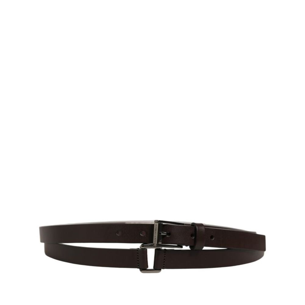 Dolce & Gabbana Brown Leather Double Wrap Metal Buckle Men's Belt
